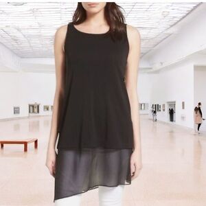 Eileen Fisher Silk Asymmetrical Hem Tunic Blouse